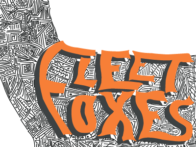 Fleet Foxes Poster art black circles concert fleet foxes gig hand drawn lines orange poster type