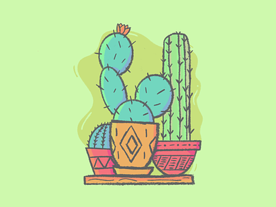 Prickly friends cacti cactus flower illustration plant plants procreate