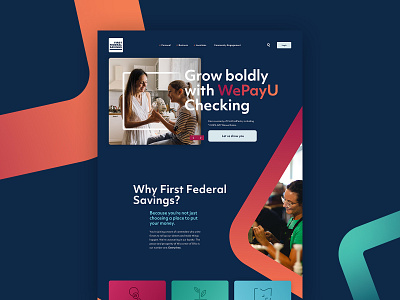 First Federal Savings - Website and Brand Update angles bank brand financial gradient local responsive website