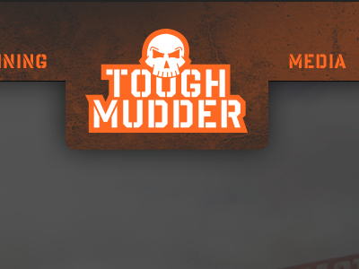 Tough Mudder Re-Brand (logo / website) capstone header logo navigation orange skull stroke website white