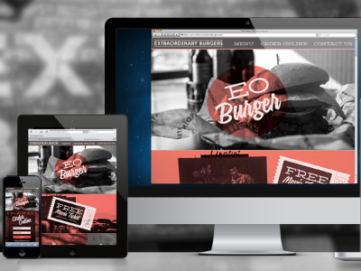 Finalized EO Burger Responsive Site black burger cream dayton eo burger food grey photography red responsive responsive web restaurant scroll web website