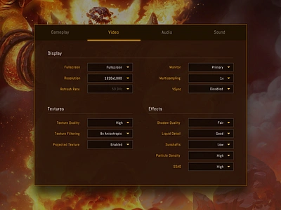 #DailyUI 07 — Settings daily daily ui daily ui challenge dailyuichallenge design game setting settings settings ui ui ux world of warcraft worldofwarcraft wow