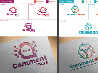 Two Logo Design concepts for Comment Share Channel.