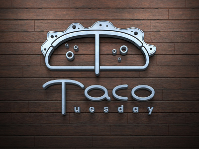 A company selling Tacos and named Tacos Tuesday. 3d logo design 3d mockup logo logo concepts logo design logo designing logo icon concept logo mockup taco logo taco tuesday