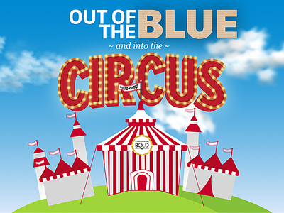 Out of the blue & intro the circus banner blue circus cmd illustration introkamp of out the