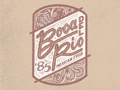 Boca Del Rio Branding burrito shop design distress eagle food graphic design mexican mexican food offset restaurant design script snake taco shop texture typography woodblock