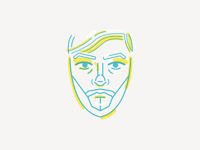 Portrait Study blue face line portraid yellow