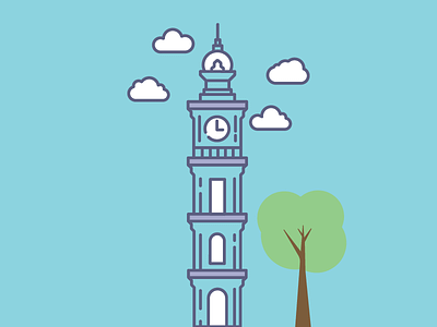 Dolmabahçe Clock Tower clock tower cloud design illustration tower tree