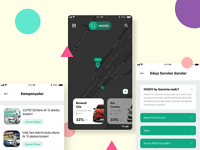 MOOV by Garenta app design design garenta rent a car ui ui design user interface ux ux design