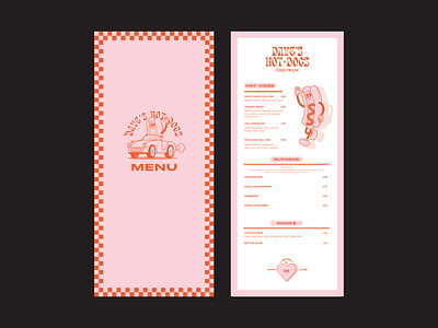 Dave's Hot Dogs Menu branding design illustration