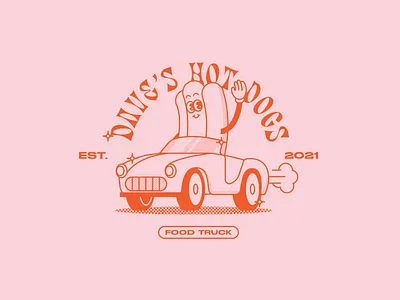 Dave's Hot Dogs Illustration branding design illustration logo