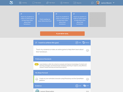 MyPLgoals Goal Timeline Redesign cards comment education goal goals plan redesign sketch software teachers timeline ui