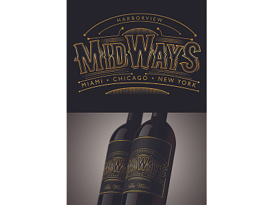 Midways Label badge illustration label layout logo ornamental packaging print product stylized typography