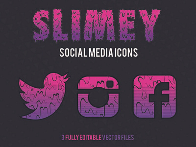 Slimey Social Media Icons drippy facebook grime illustration instagram slime slimey social media trippy twitter