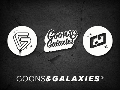 Goons & Galaxies Branding black and white brand branding galaxy geometric illustration logo logotype minimal streetwear typography