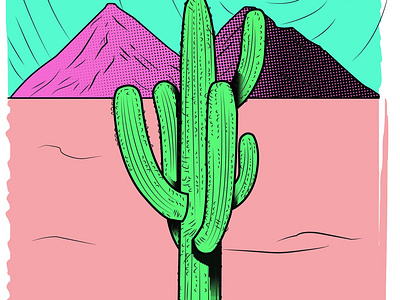 Trippy Cactus Illustration cactus desert drawing halftone illustration psychedelic retro trippy vintage