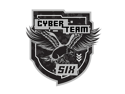Cyber Team 6 Badge badge cybersecurity digital eagle glitch hacker illustration military vector