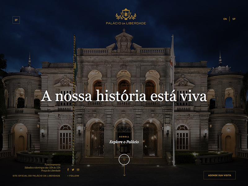 Palácio da Liberdade gold blue serif photo background design site website palace
