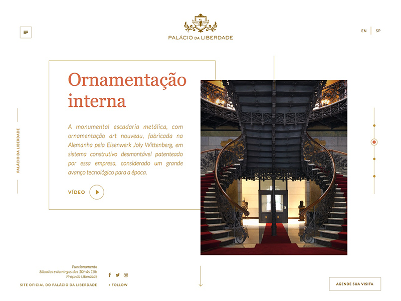 Palácio da Liberdade website site serif photo palace gold design blue background