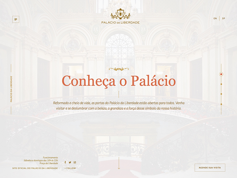 Palácio da Liberdade website site serif photo palace gold design blue background
