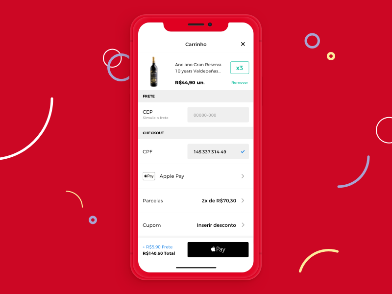 ( evino ) cart redesign with Apple Pay ios cart mobile design ui wine evino pay apple