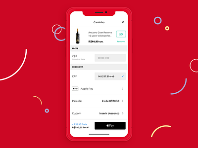 ( evino ) cart redesign with Apple Pay apple cart design evino ios mobile pay ui wine