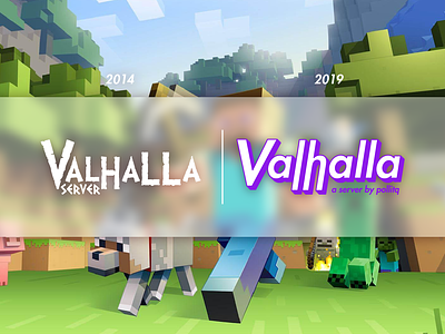 Valhalla Minecraft Server art branding cartoon design digital illustration logo minecraft logo minecraft server old school pollitq rebranding redisign render typography ux vector vlahalla server web website