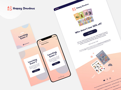 Launching Event for Happy Doudous 🐥 brand identity digital marketing design ecommerce business ecommerce design ecommerce shop illustration project kids branding kids illustration kids stationery social media design