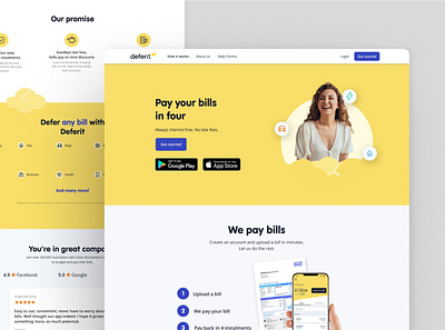 Deferit 0.1 Website bills bnpl finance fintech illustration website