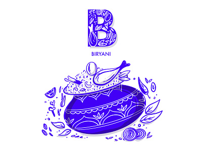 B for Biryani 36daysoftype adobe illustrator animation branding design drawing flat font food illustration graphic design icon illustration lettering mobile motion graphics product design sketch typography vector website