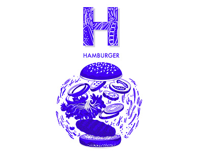 H for HAMBURGER animation app art design doodle flat food hamburger icon illustration lettering logo mobile motion graphics product design sketching vector visual art web design website
