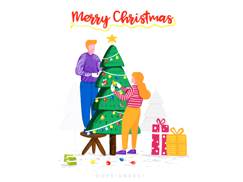 Merry Christmas 2d animal animation app branding design flat graphic icon identity illustration lettering logo mobile motion graphics typography uiux vector web website