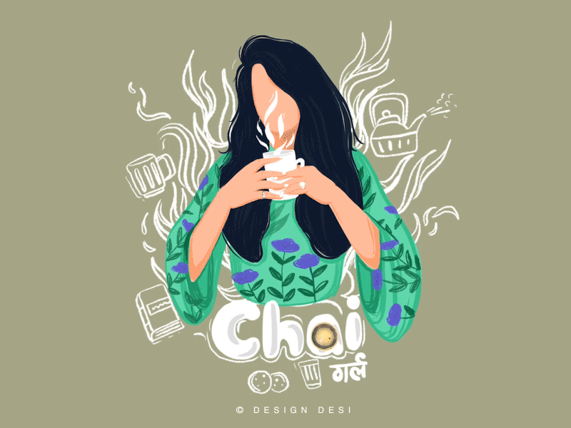 Chai Girl 2d animation app branding design flat graphic icon identity illustration ios lettering logo mobile motion graphics typography uiux vector web website