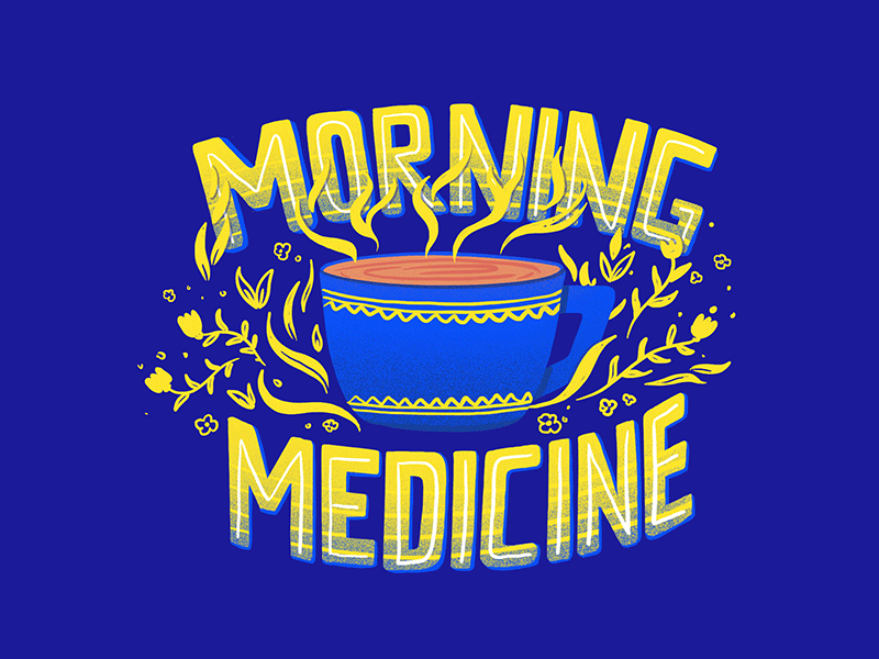 Morning Medicine 2d branding chai coffee design flat graphic design icon illustration logo minimal mobile monday motion graphics motivational monday typeface typography uiux design vector website