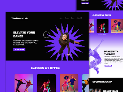 The Dance Lab Landing Page design first shot landing page starting ui