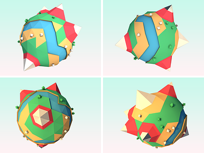 planet low poly style c4d low poly