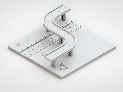 road and bridge model 3d 4d cinema model