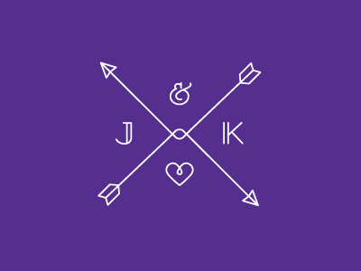 J&K Wedding Logo ampersand arrow badge logo purple wedding