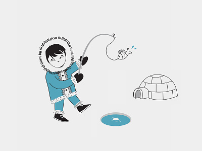 It's a Small World active boy eskimo fishing happy illustration kids vector world