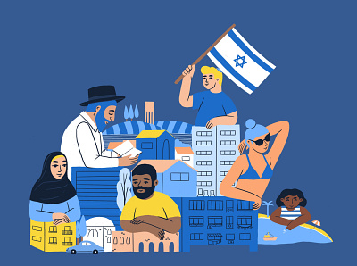 Editorial illustration for Liberal magazine editorial identity illustration israel magazine society