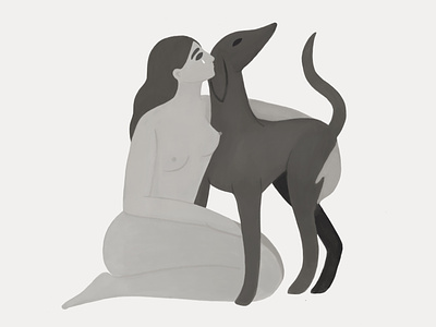 'Too' Emotional dog emotion fellings illustration journey procreate vulnerability woman