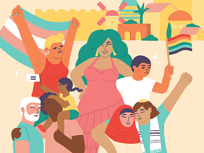 Jerusalem Open House charecther coverart equality happy illustration jerusalem joy lgbtq proud