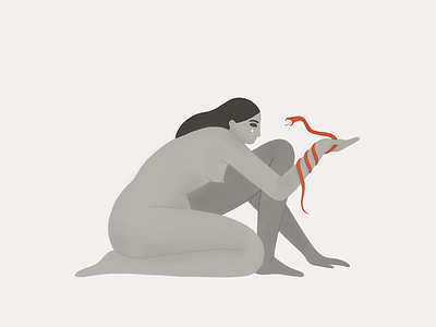 'Too' Emotional emotions empathy feeling illustration journey snake vulnerability woman