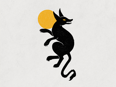 A walking shadow - On Guard animal black creature gothic icon illustration myth sun