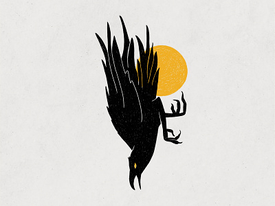 A walking shadow - Free Fall animal black creature crow gothic illustration myth sun