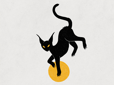 A walking shadow - Stir Up black cat creature gothic icon illustration sun