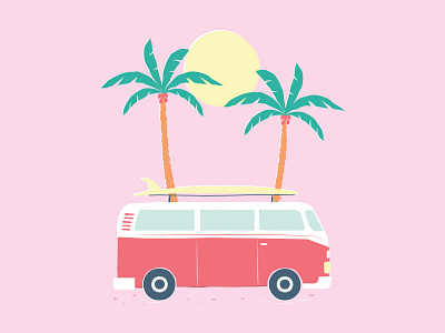 Endless Summer- Road Trip beach pink summer surf surfvan trip tropical van
