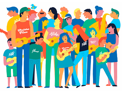 Ukuleles for Peace band coexist illustraion music peace teens together ukulele