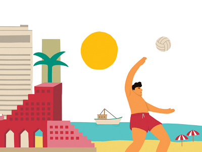 Tel Aviv beach city explore fun illustration summer tel aviv tlv travel vactaion volleyball