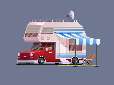 Camper camper camping car caravan cartoon design illustrator motorhome rv travel trip vector